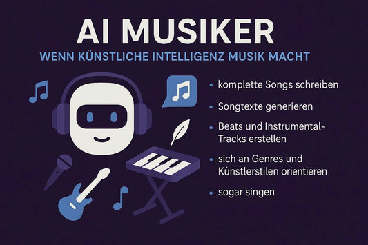 Grafik von KI Musik mit Icons und Text