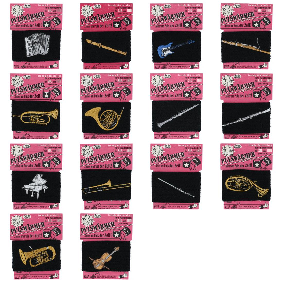 Sweatband with embroidered instruments