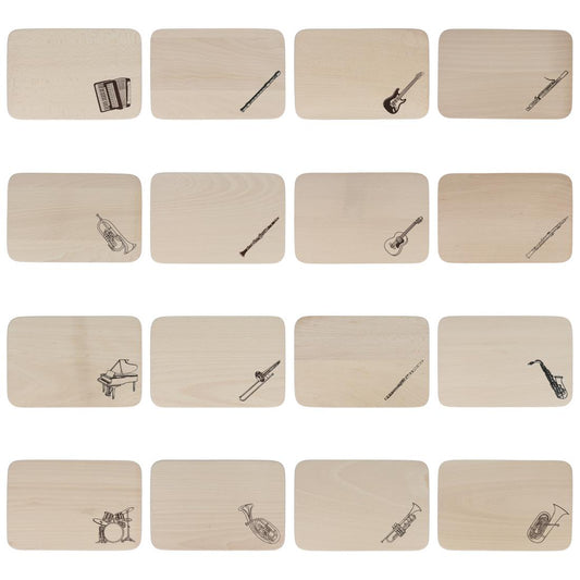 Cutting board printed with instruments