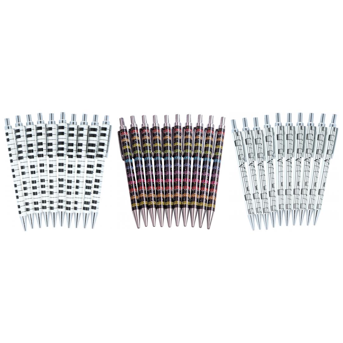 Music-themed ballpoint pen made of metal, keyboard, musical note or note mix