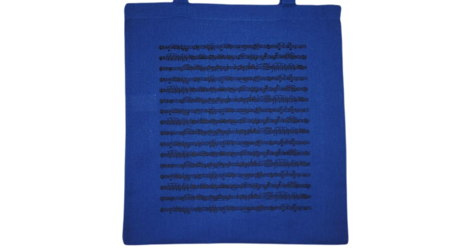 Notenlinien- Henkeltasche mit langen Henkeln, verschiedene Farben - Farbe: blau