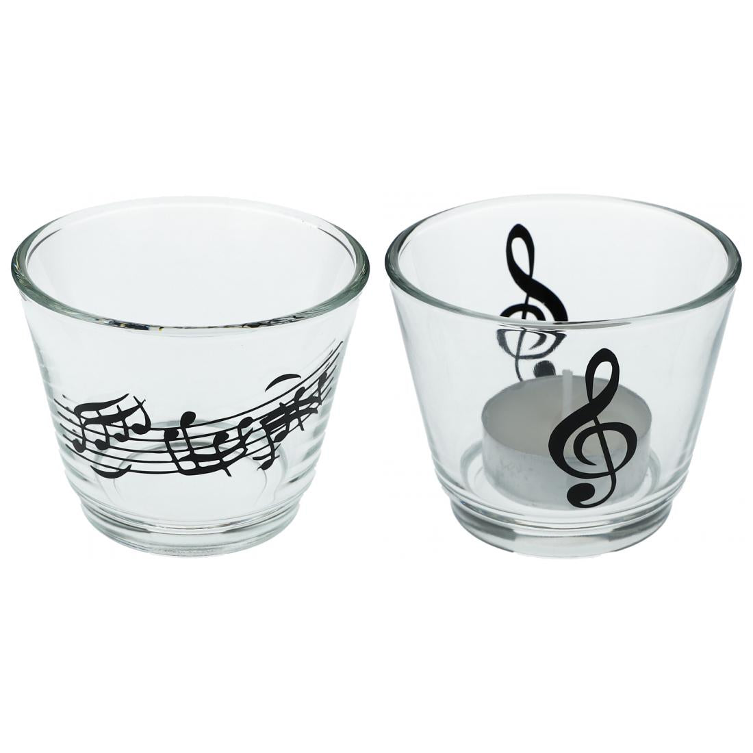 Teelichtglas mit Musik-Motiven, Windlicht