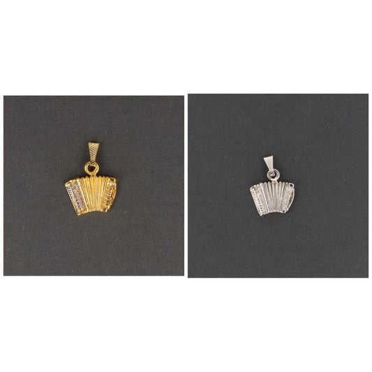 Accordion pendant, without chain, silver-plated or gold-plated