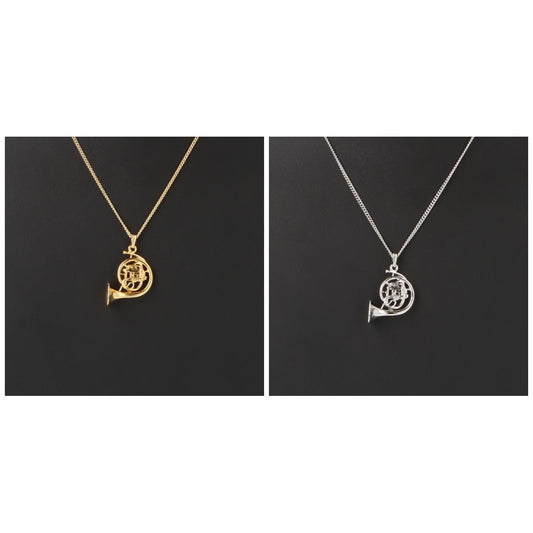 Horn pendant, with chain, silver-plated or gold-plated