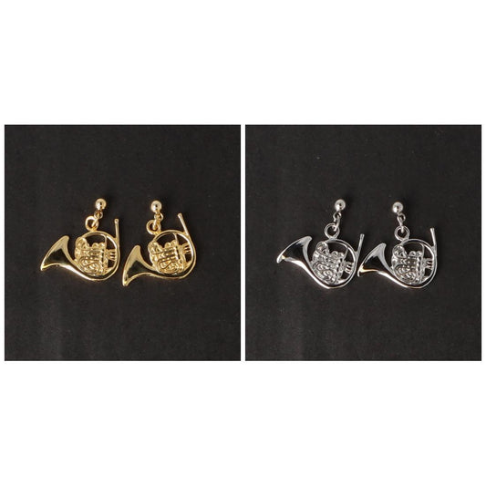 Horn earrings, silver-plated or gold-plated