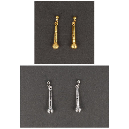 Microphone earrings, silver-plated or gold-plated