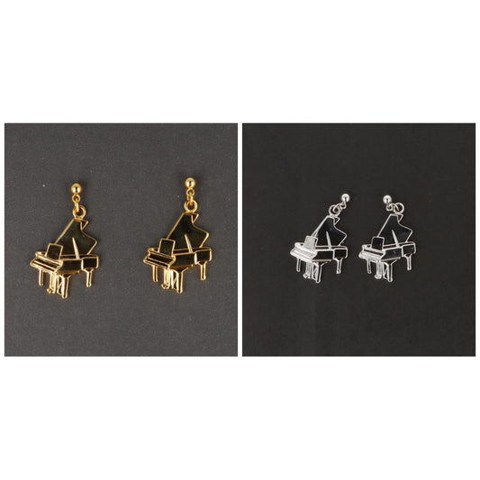 Piano earrings, silver-plated or gold-plated