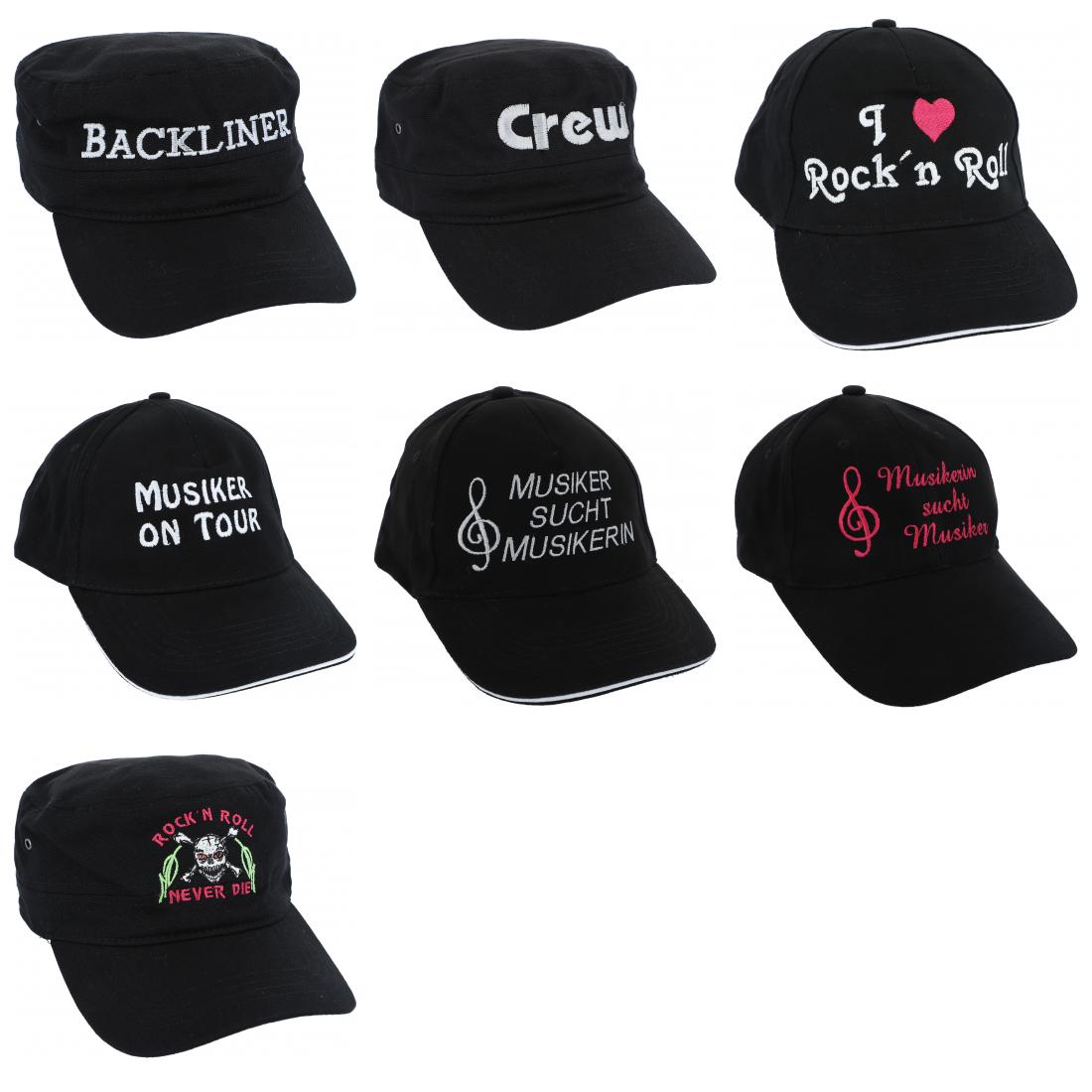 Baseball-Cap mit Musiker-Sprüchen, schwarz, Baumwolle