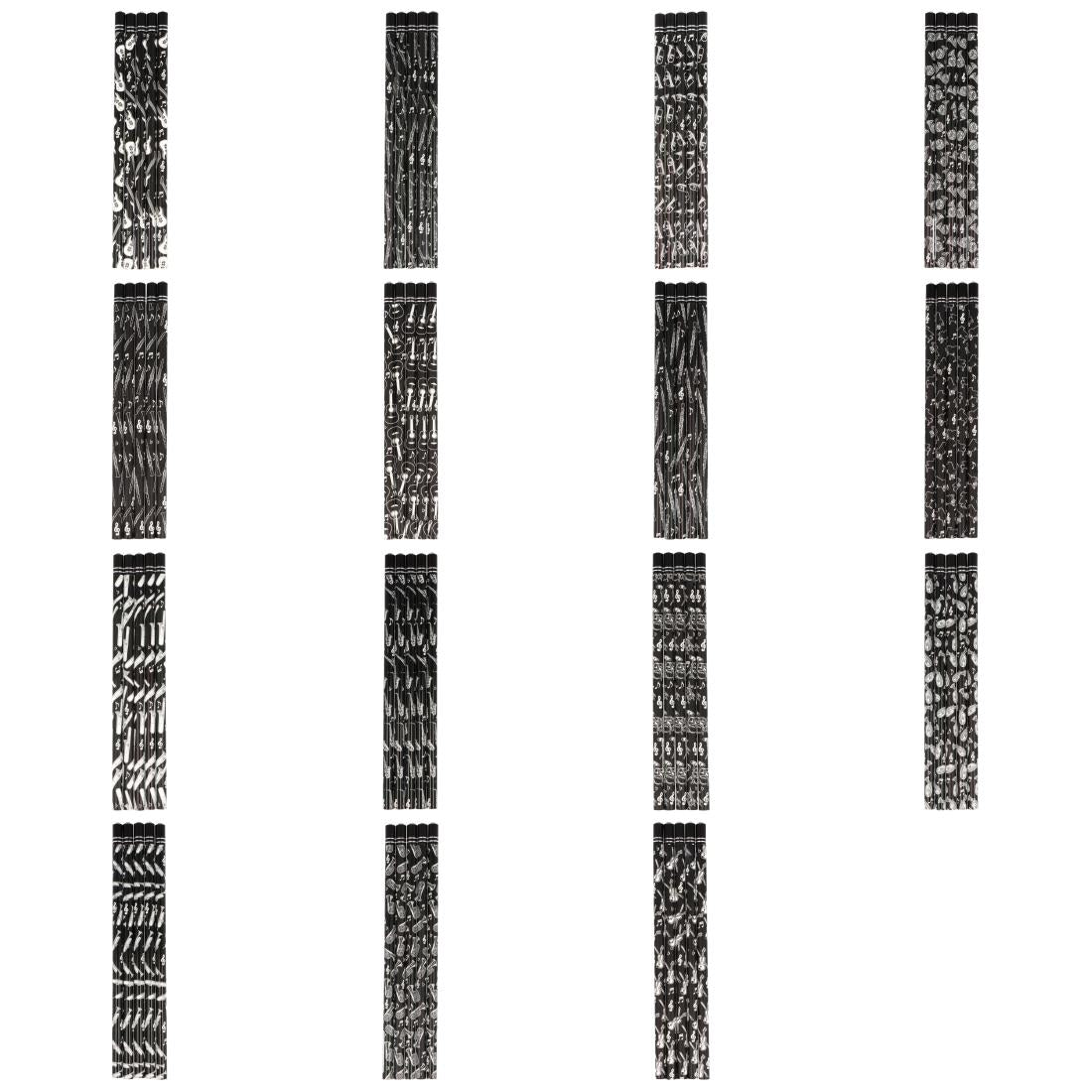 Pencils in black with instruments and decorative gemstone
