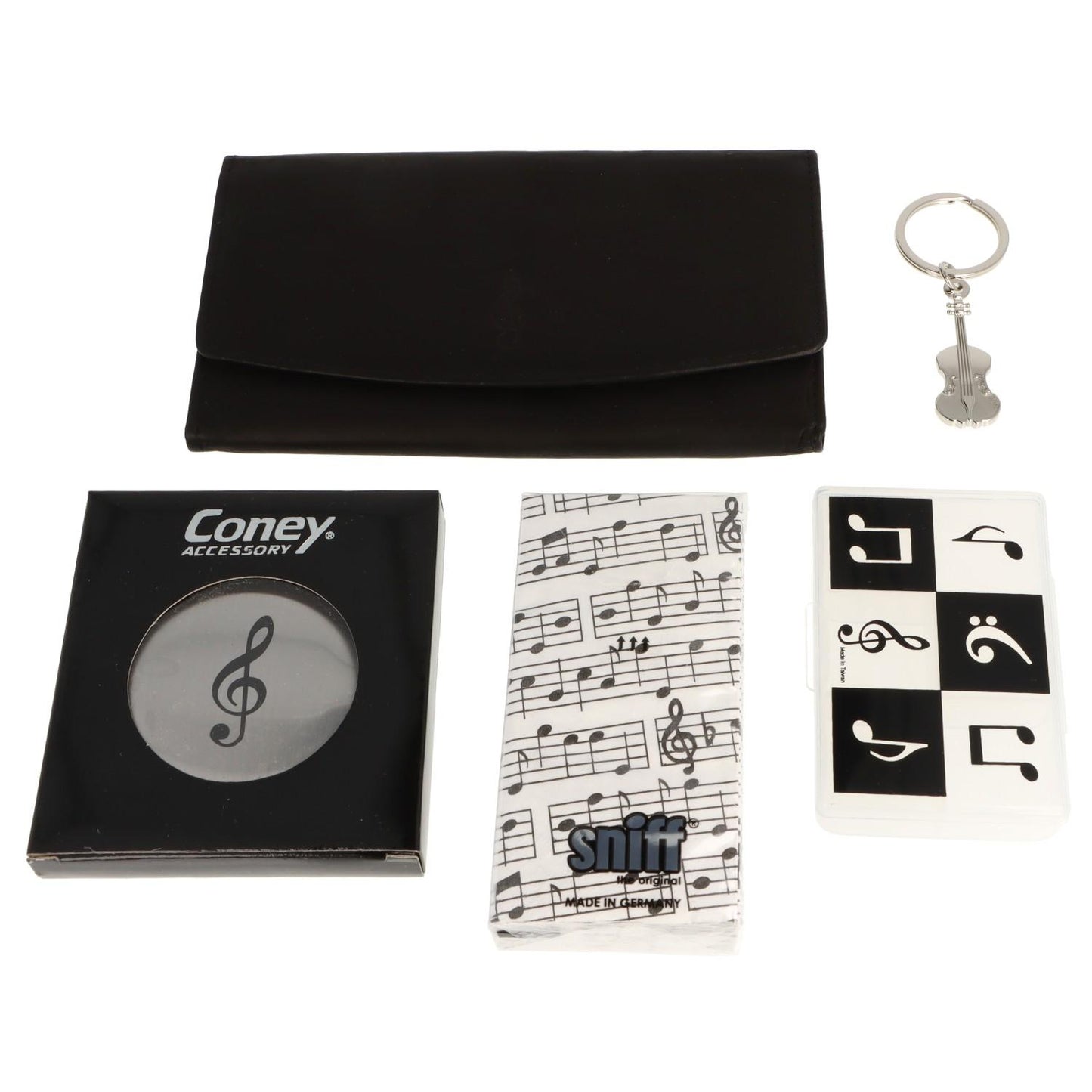 Handtaschen-Set mit Leder-Geldbörse, Schlüsselanhänger und mehr