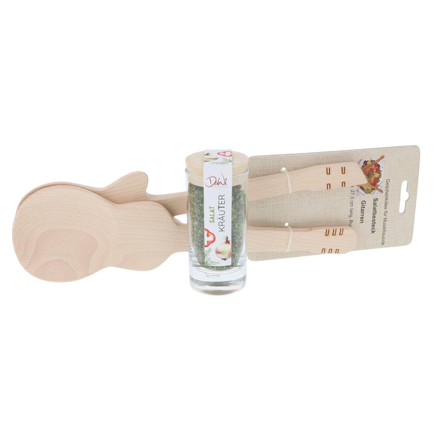 Gift set guitar salad cutlery and salad herb spice mix