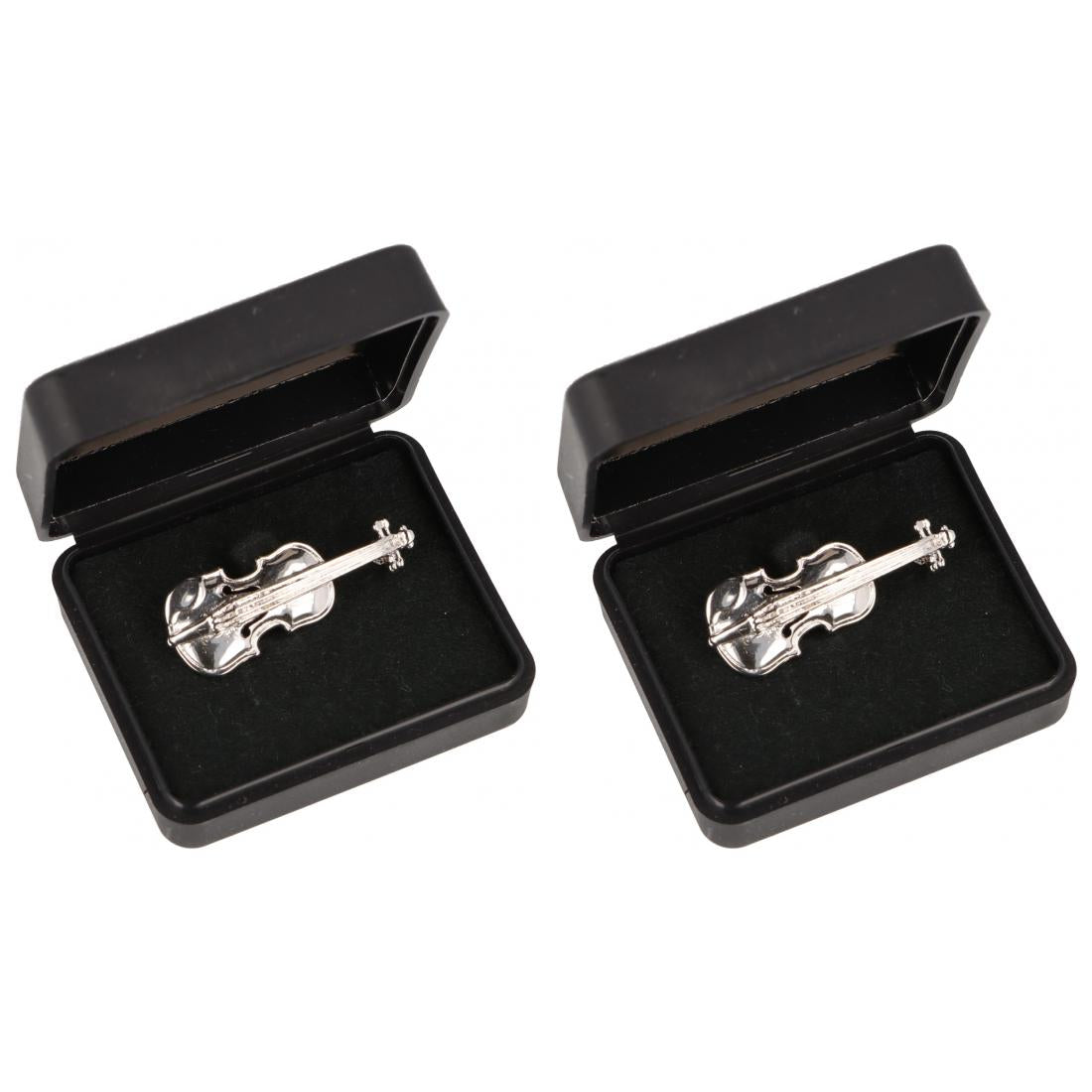 Brosche Violine in Geschenkbox, Farbe silber