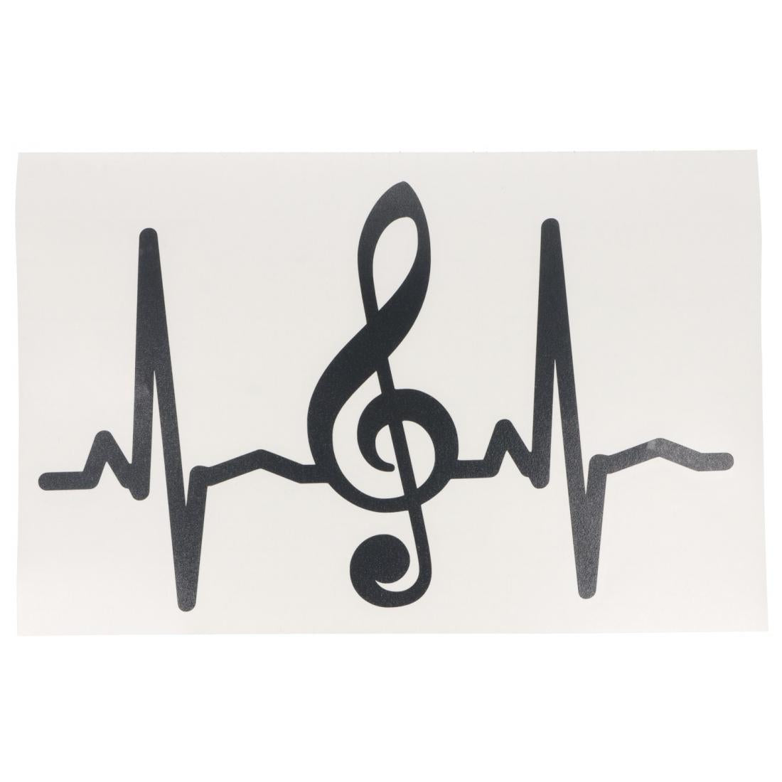 Musikalischer Autosticker Herzschlag, mittig ein Violinschlüssel