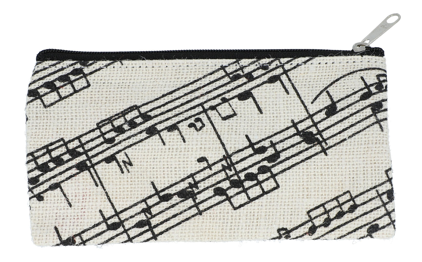 Pencil case, natural with notes and music lines, approx. 20 x 10.5 cm
