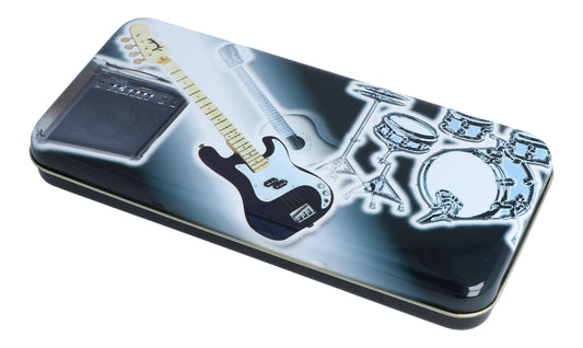 pencil box electric guitar & drums
