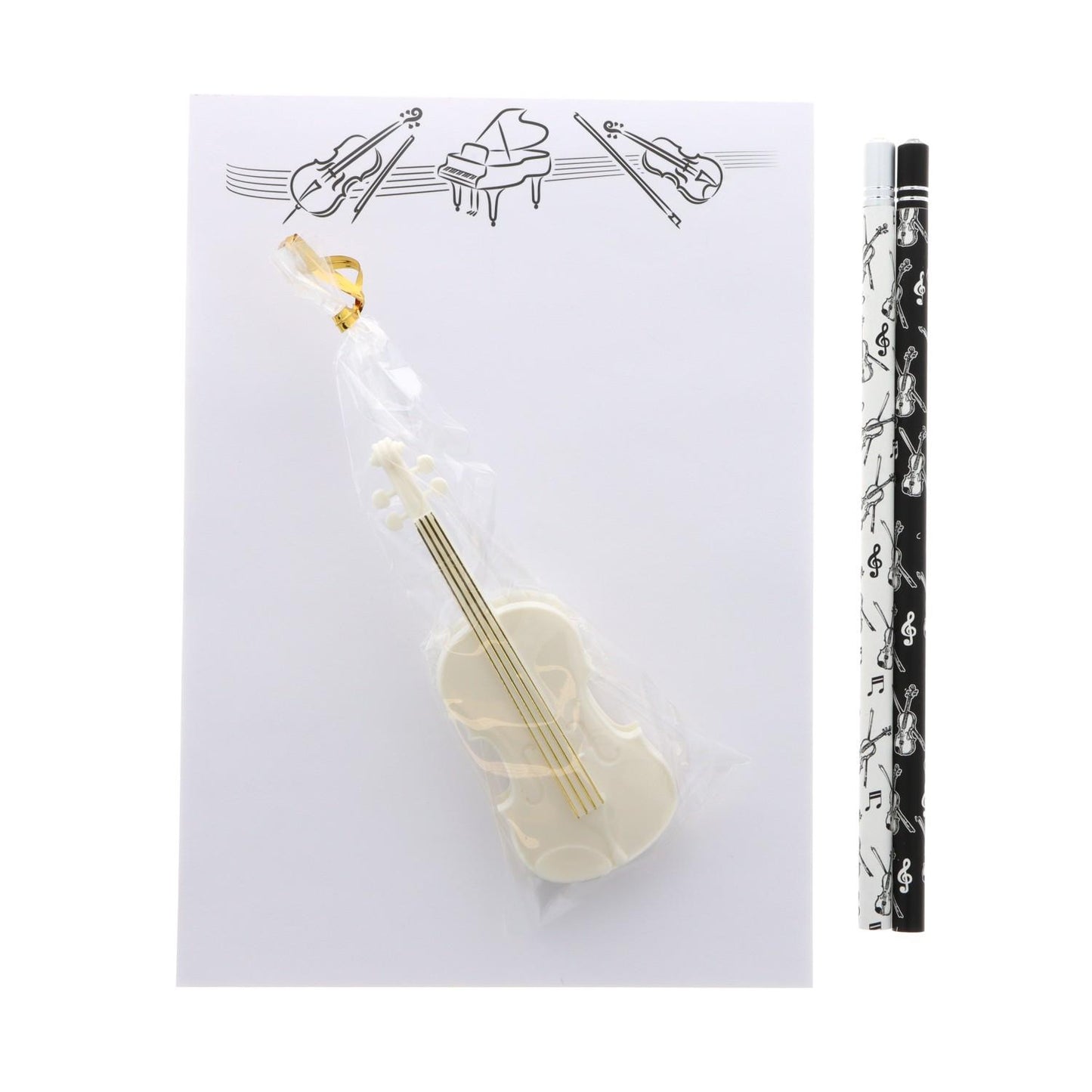 Schreibset mit Notizblock A5 "Orchester", Bleistiften und Klammer Violine