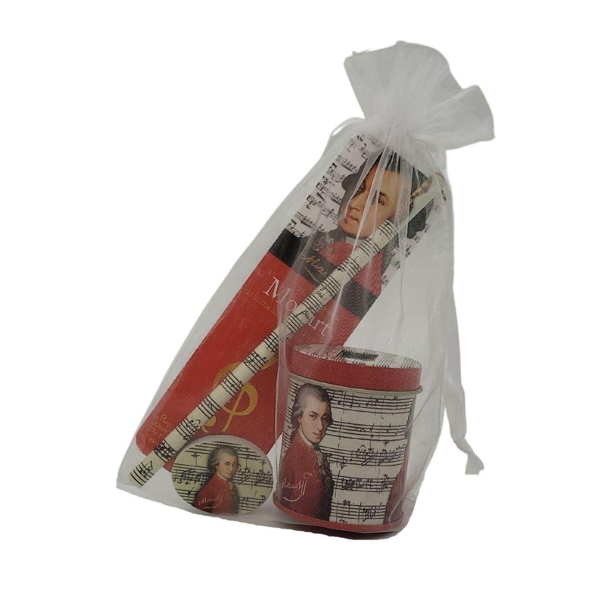Mozart-Schreibset mit Bleistift, Spitzer, Radiergummi und Lesezeichen