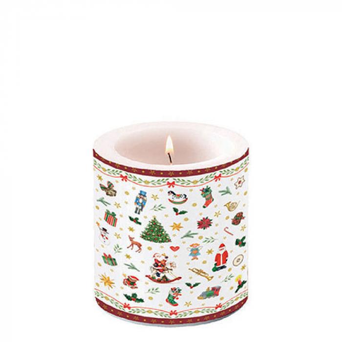 Kerze Ornaments all over red (small)