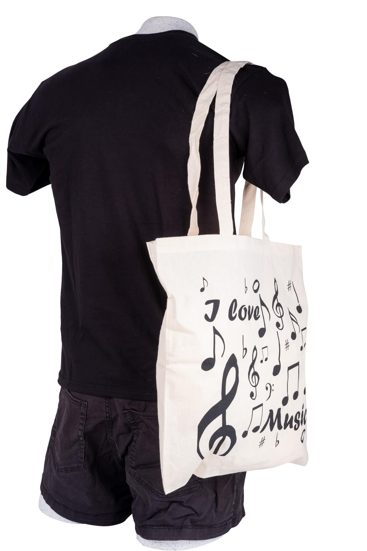 Henkeltasche "I love Music", Musik-Design mit Violinschlüssel und Noten