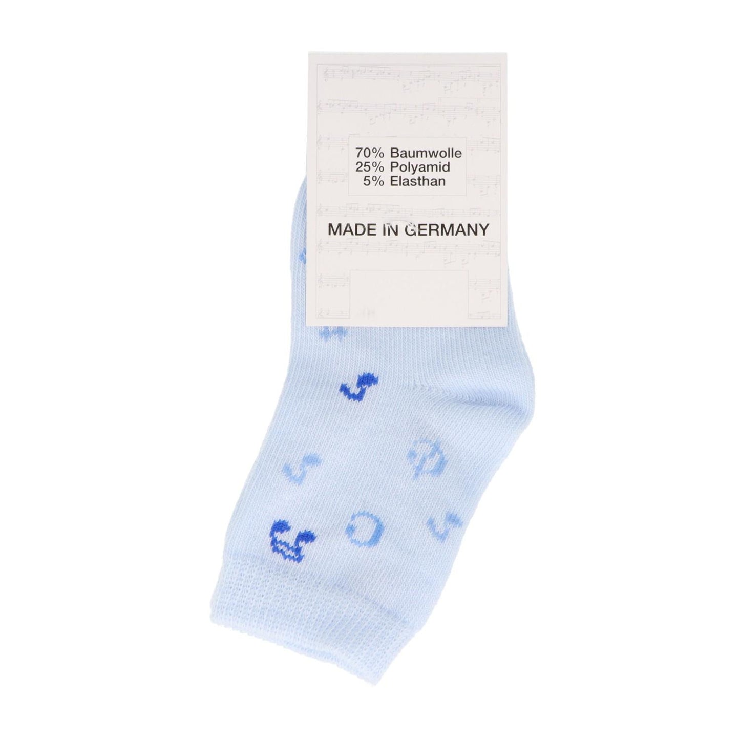 Music baby socks with notes in light blue