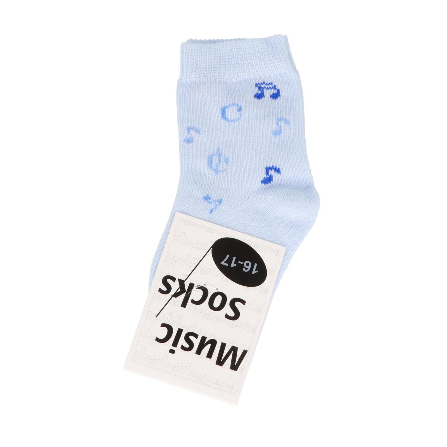 Music baby socks with notes in light blue