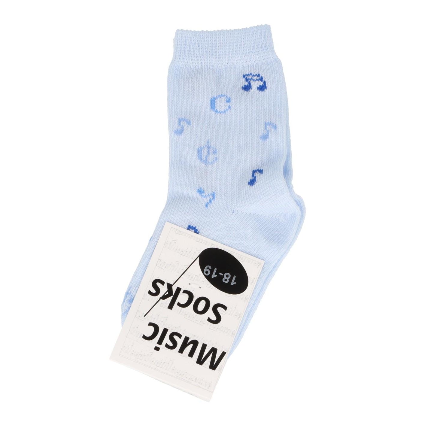 Music baby socks with notes in light blue