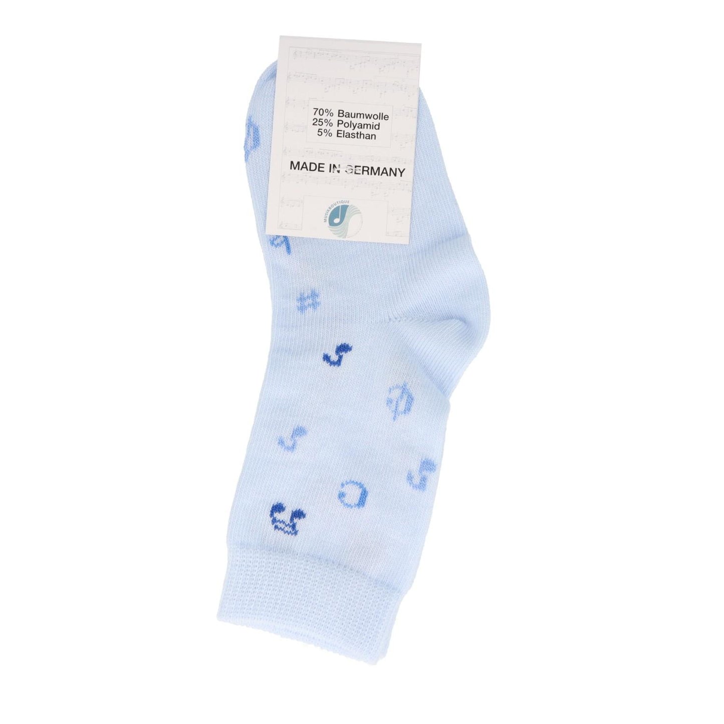 Music baby socks with notes in light blue