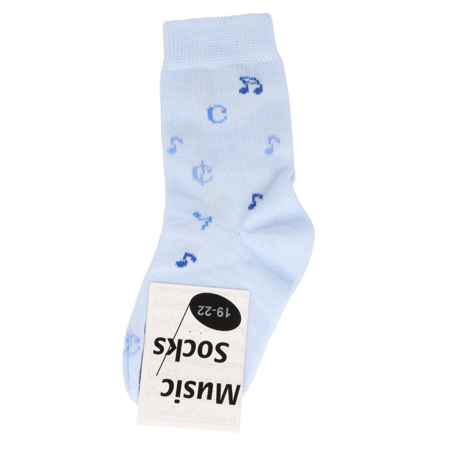 Music baby socks with notes in light blue