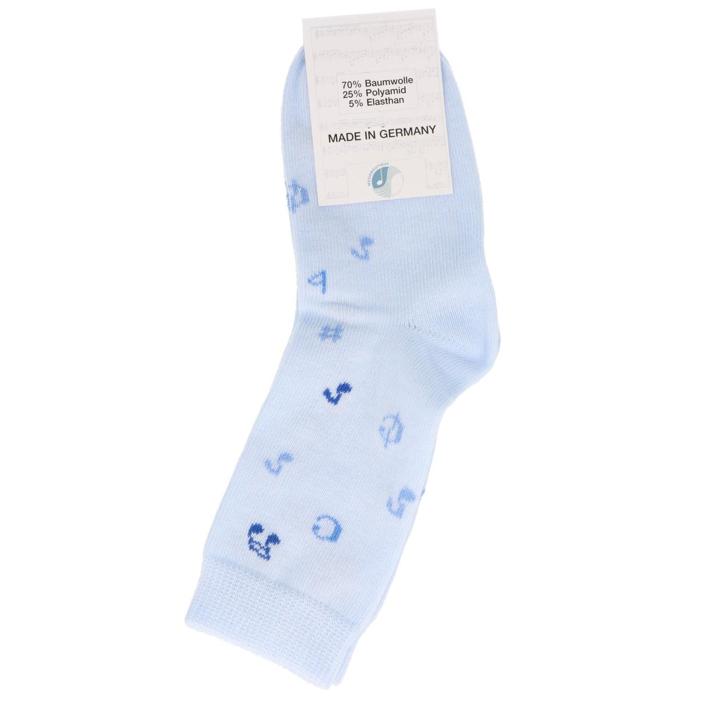 Music baby socks with notes in light blue