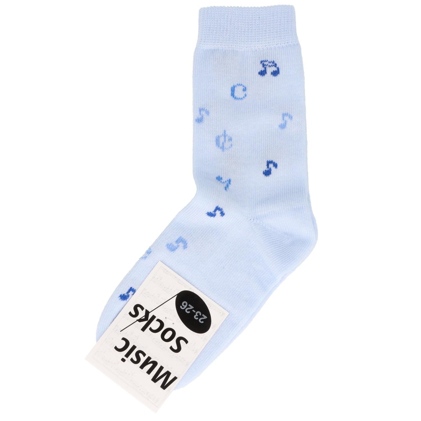 Music baby socks with notes in light blue