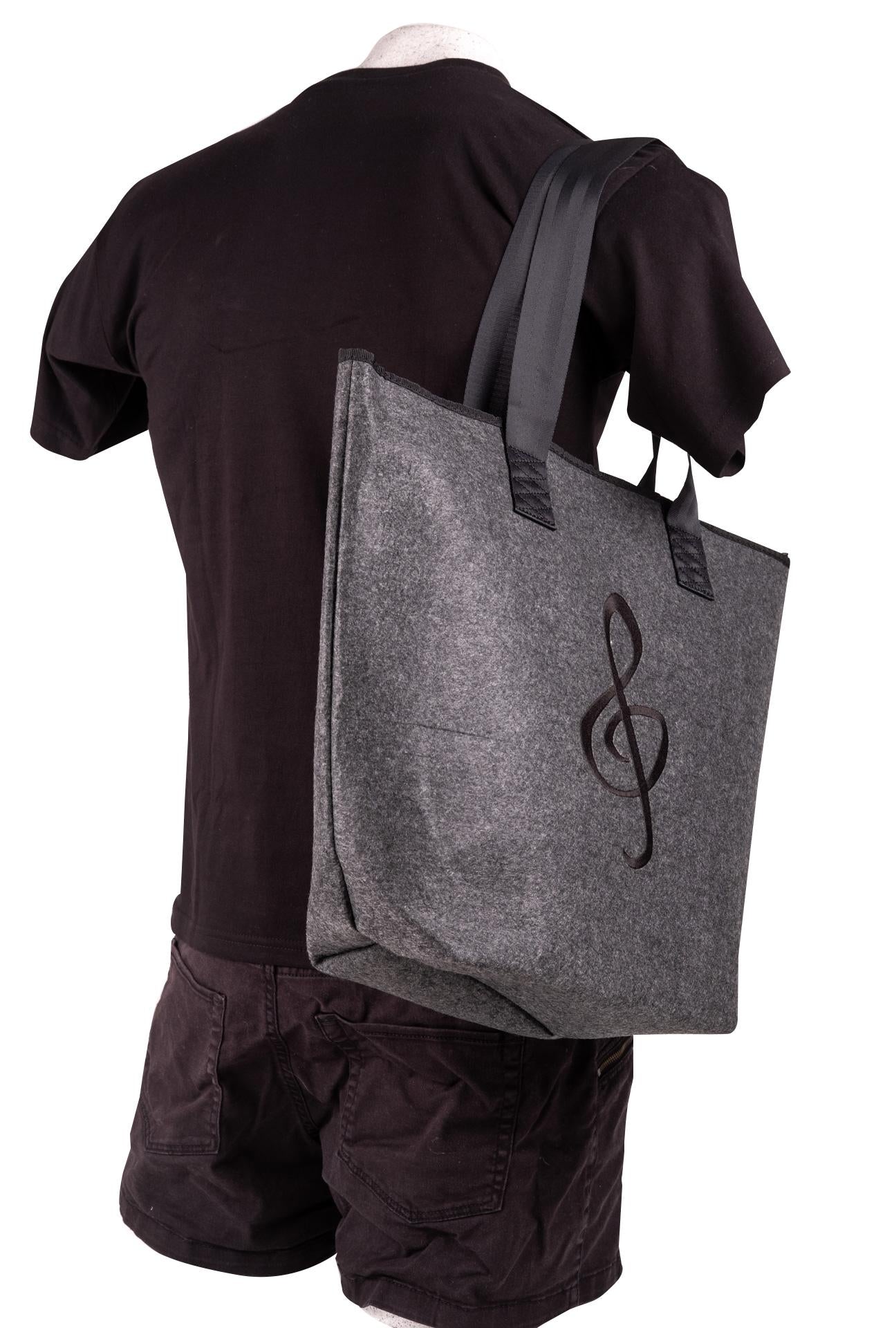 Filz-Henkeltasche mit schwarzem Violinschlüssel