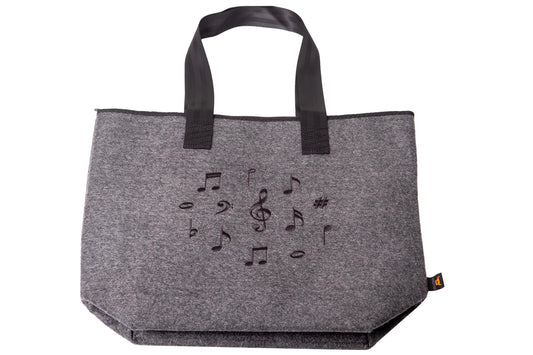 Filz-Henkeltasche mit schwarzen Noten