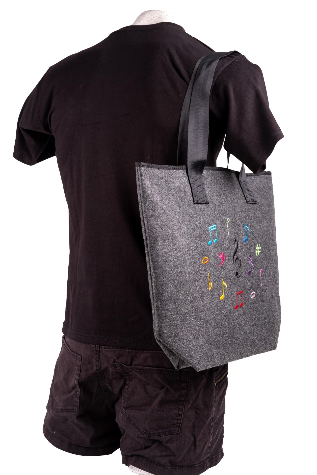 Filz-Henkeltasche mit bunten Noten