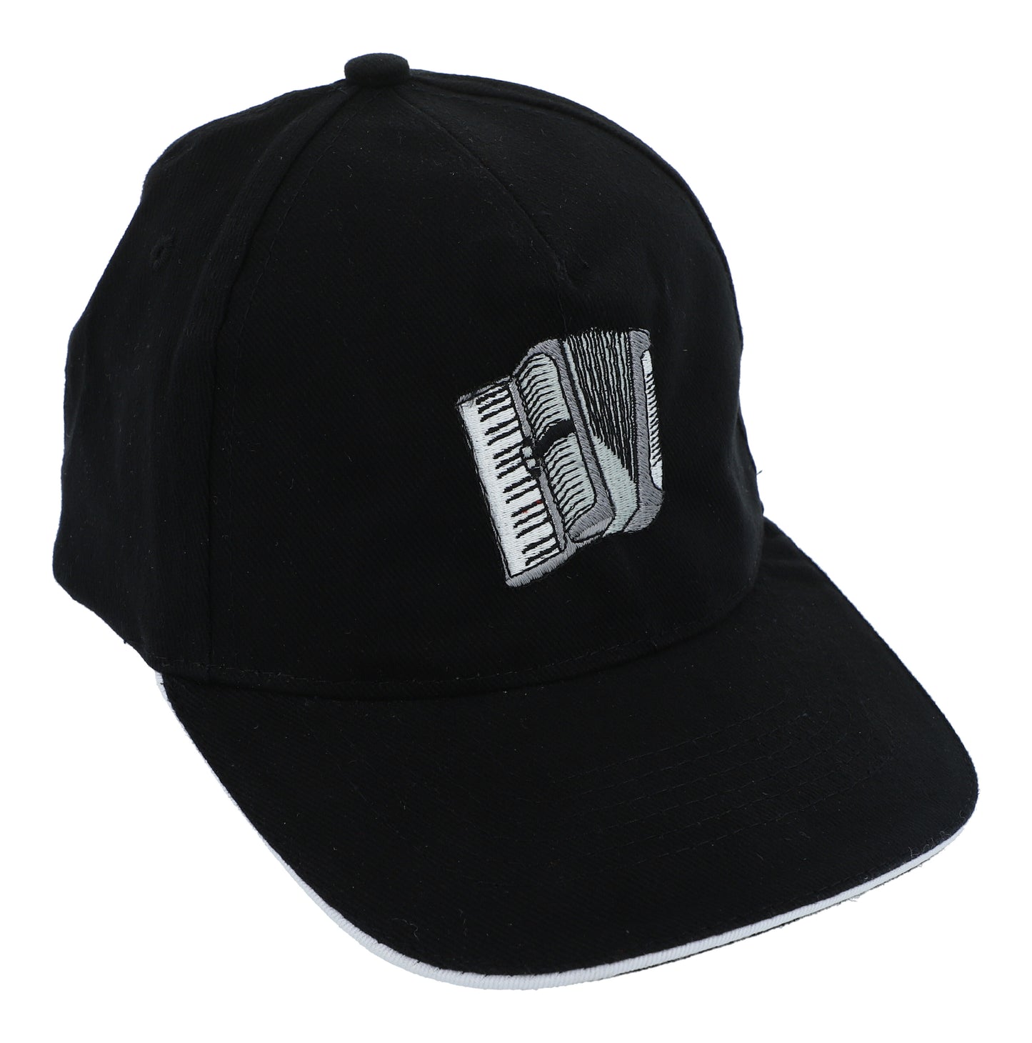 Baseball cap with embroidered instruments, black, cotton