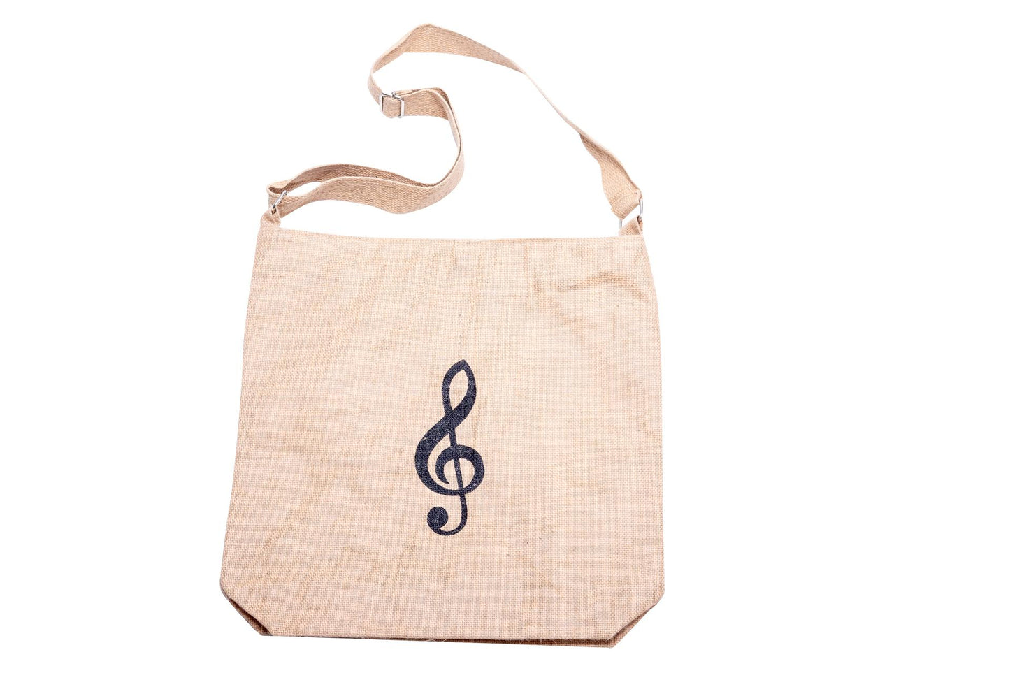 Jutetasche natur mit Violinschlüssel, verstellbare Riemen