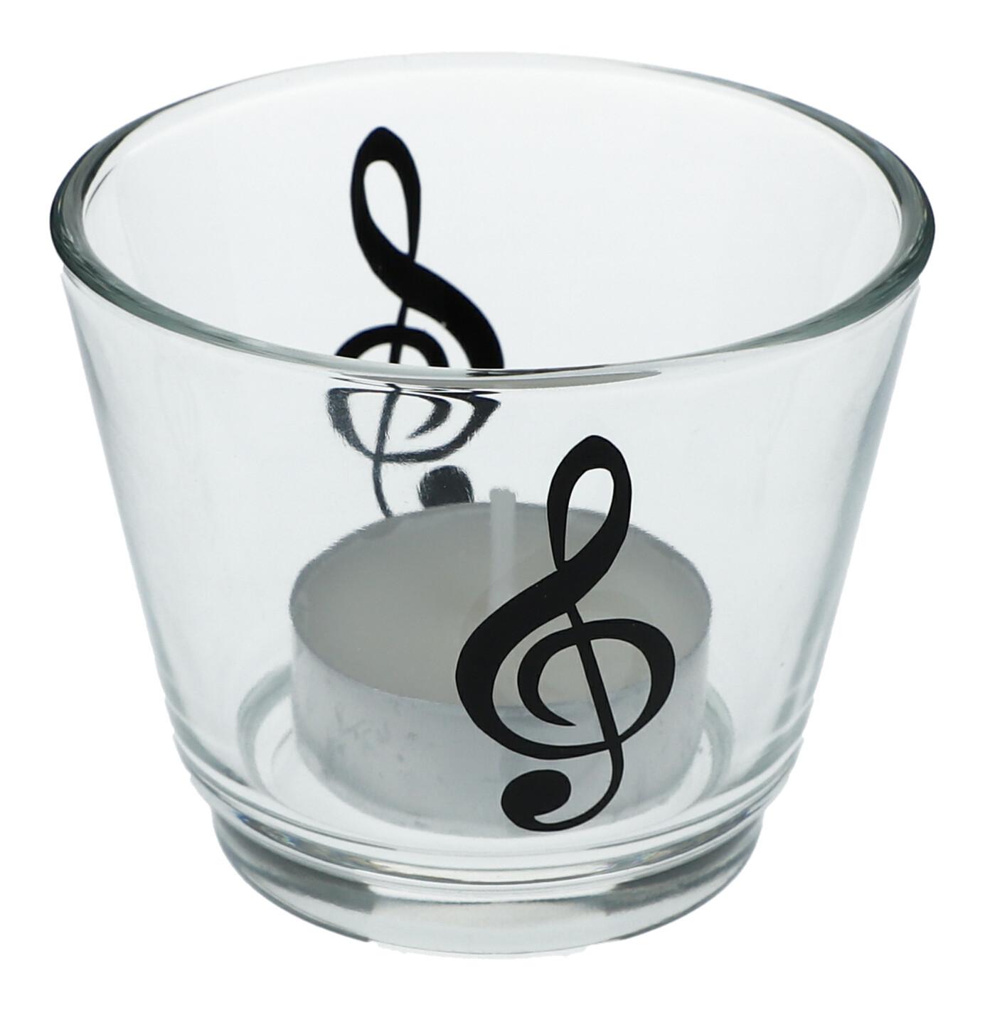 Teelichtglas mit Musik-Motiven, Windlicht