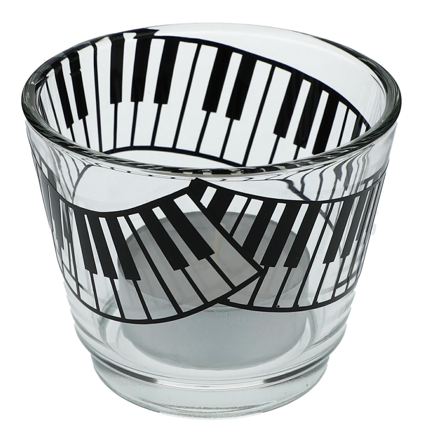 Teelichtglas mit Musik-Motiven, Windlicht