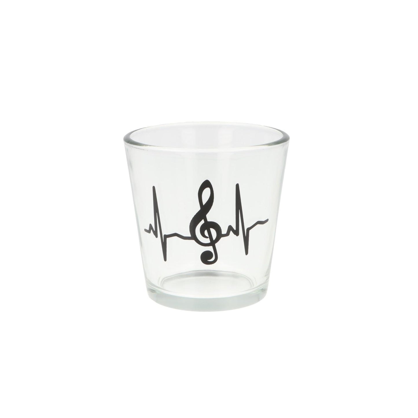 Teelichtglas mit Herzschlag und Violinschlüssel, Windlicht