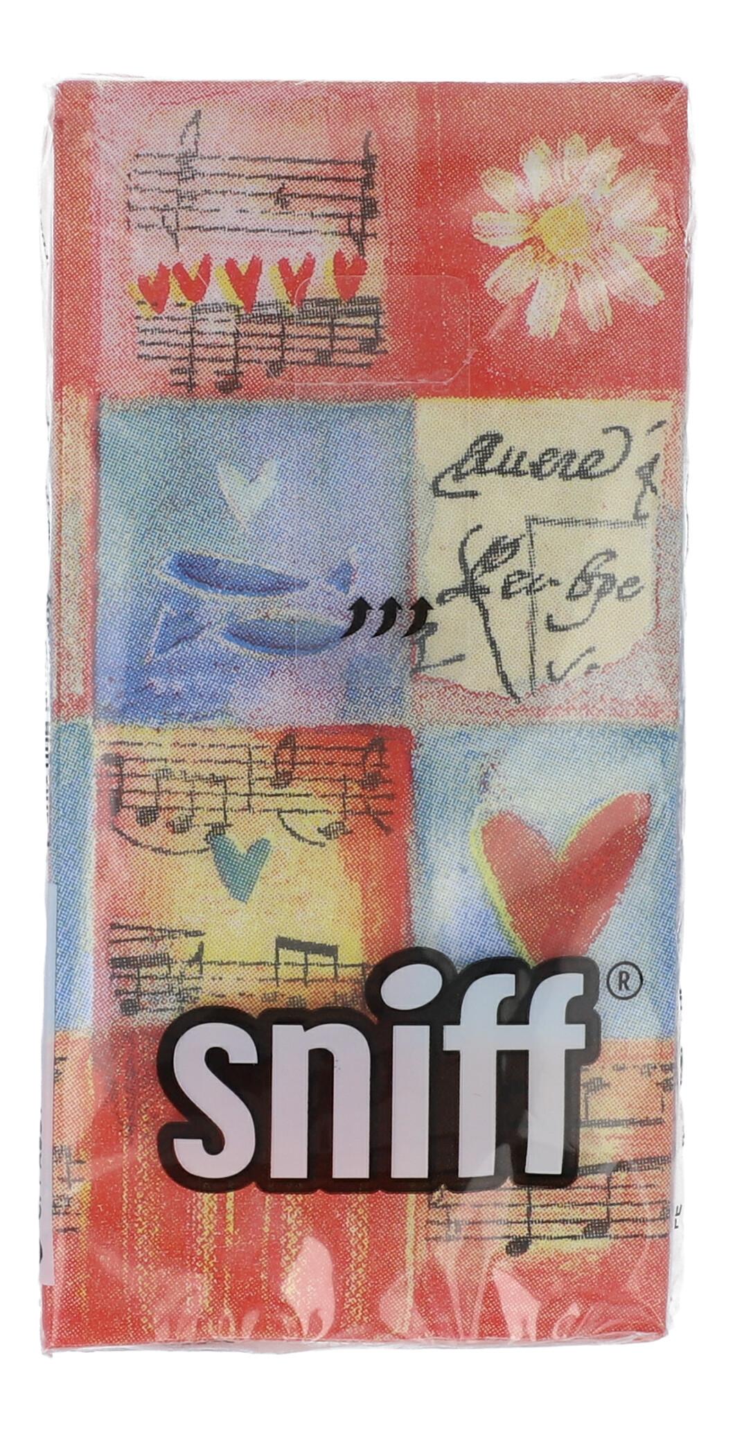 Design-Papiertaschentücher "Love Quilt", Noten, Blumen und Herzen