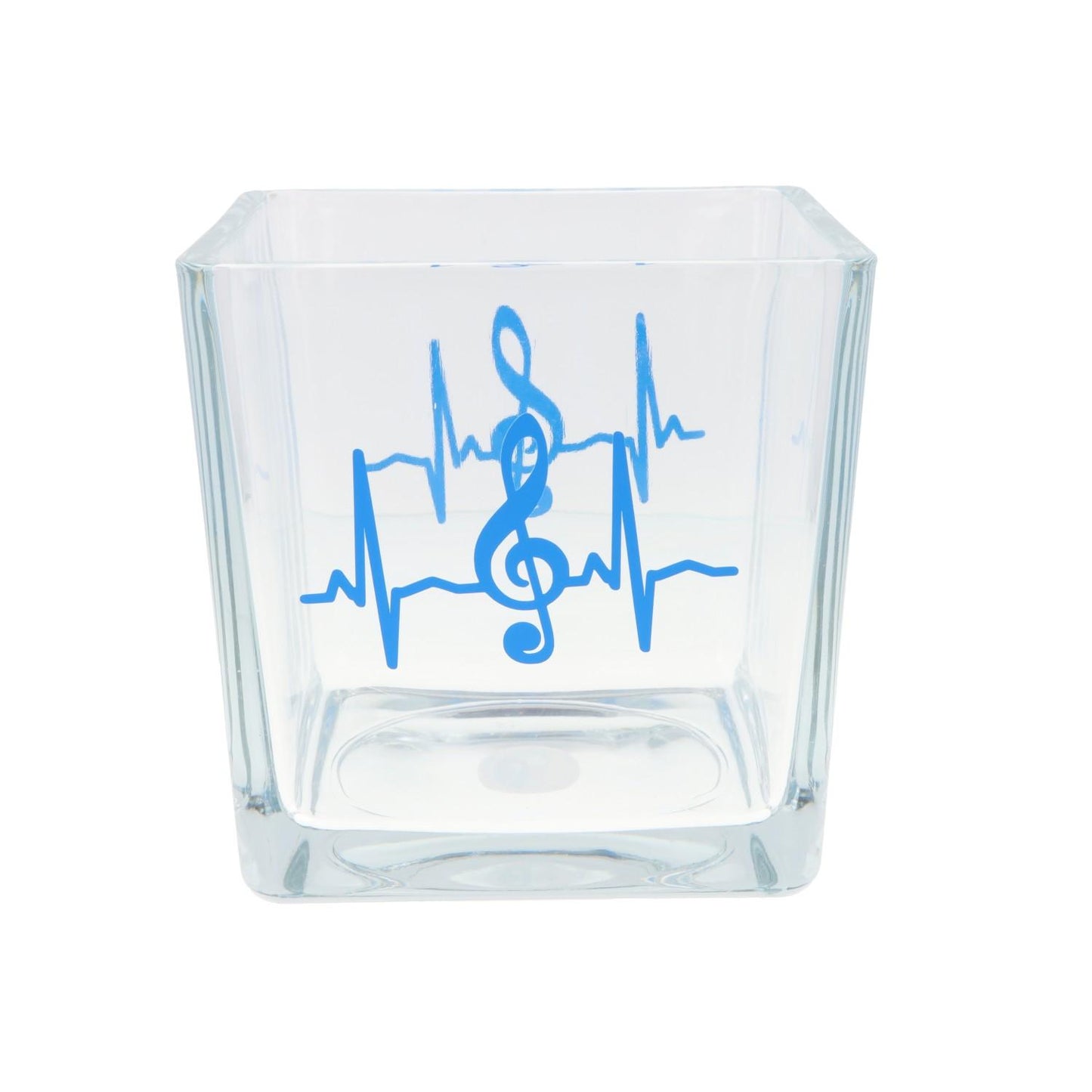 Glas-Vase mit Herzschlag und Violinschlüssel