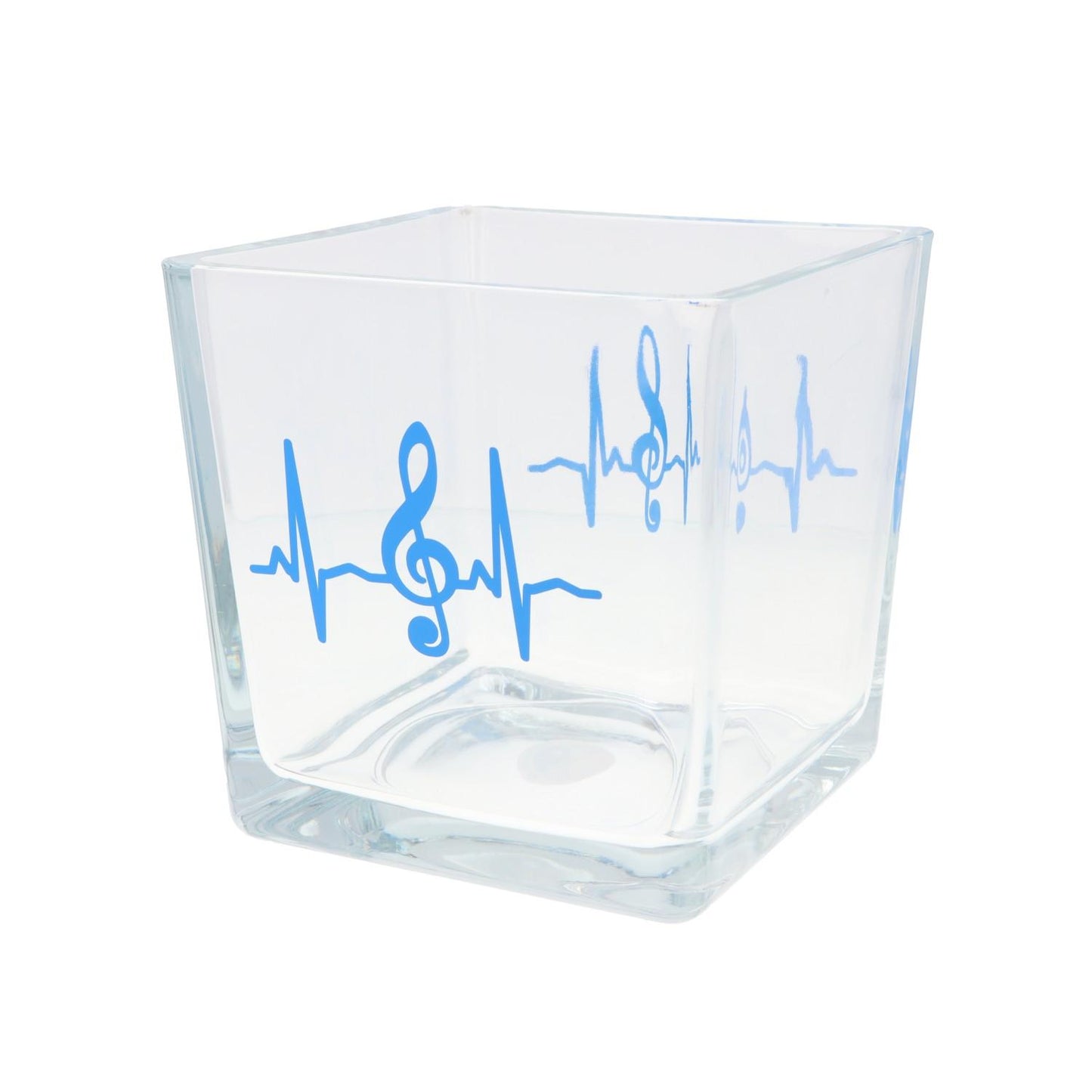 Glas-Vase mit Herzschlag und Violinschlüssel