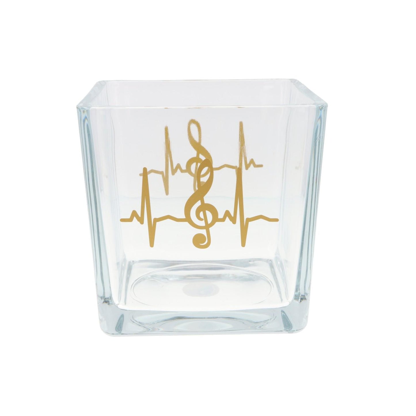 Glas-Vase mit Herzschlag und Violinschlüssel