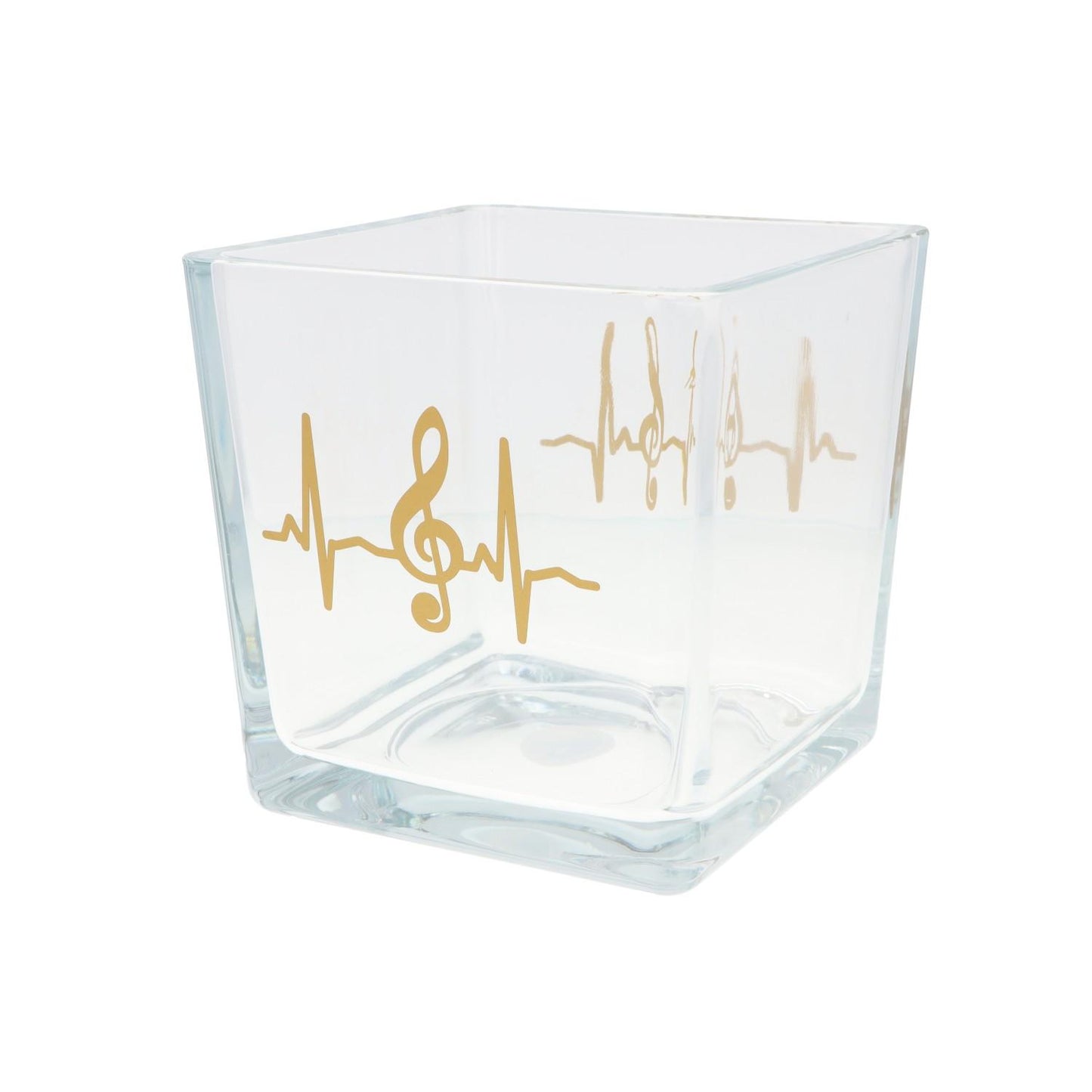 Glas-Vase mit Herzschlag und Violinschlüssel
