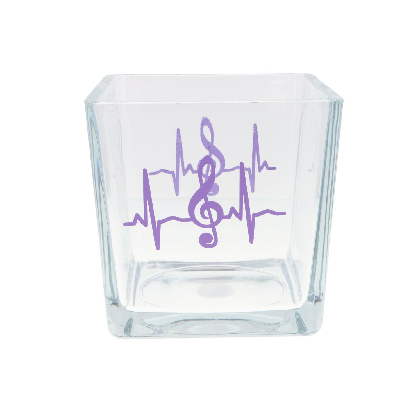 Glas-Vase mit Herzschlag und Violinschlüssel