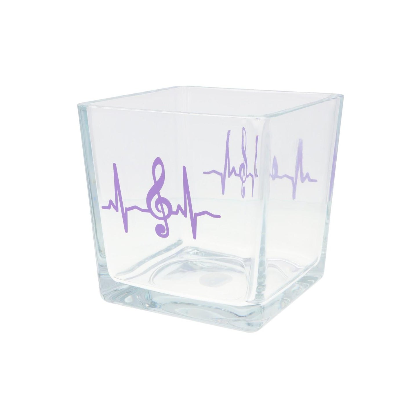 Glas-Vase mit Herzschlag und Violinschlüssel
