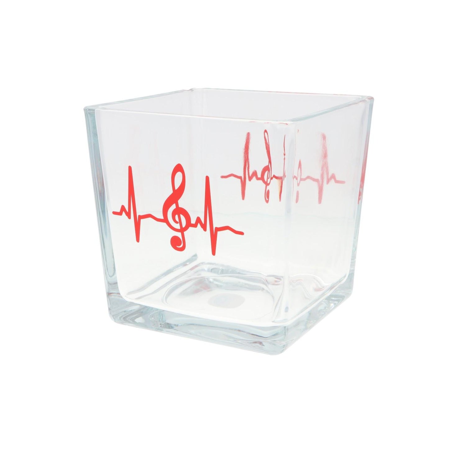 Glas-Vase mit Herzschlag und Violinschlüssel