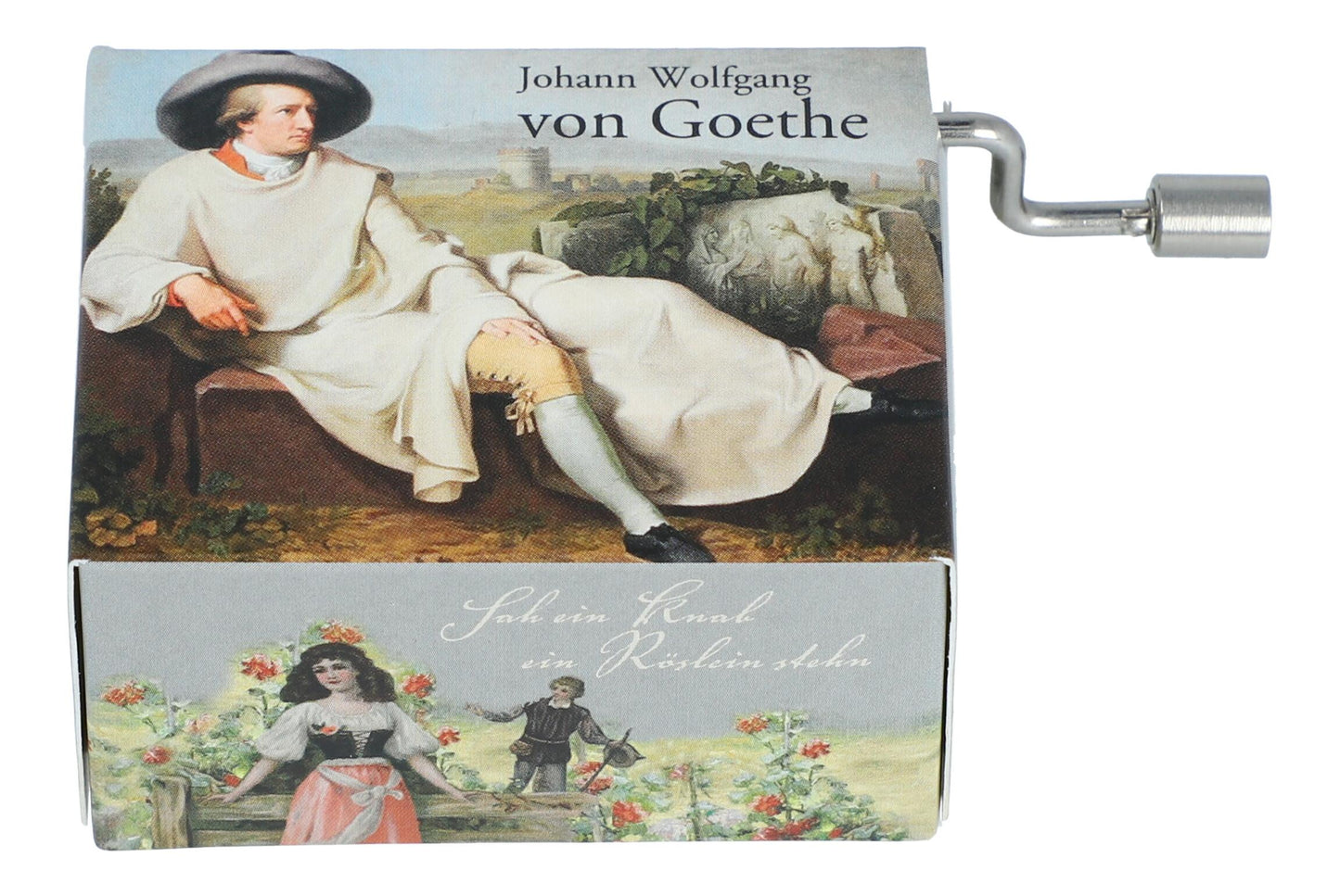 Spieluhr Sah ein Knab ein Röslein stehn, Motiv J. W. von Goethe
