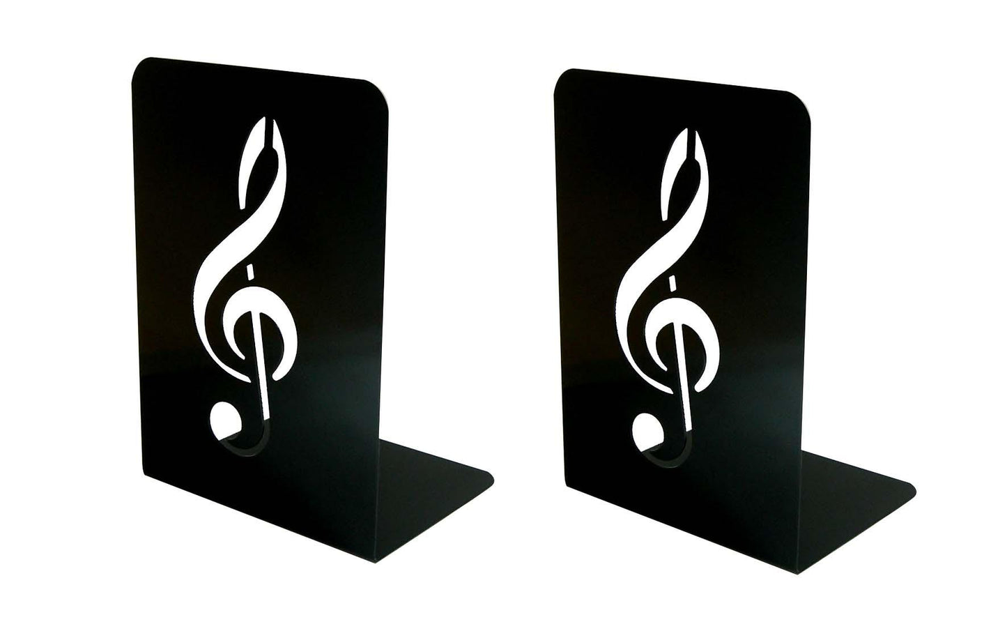 Buchstütze Violinschlüssel aus Metall, schwarz, 2 Stück
