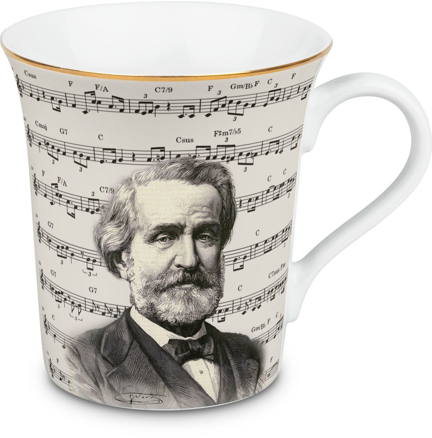 Henkelbecher mit verschiedenen Komponisten