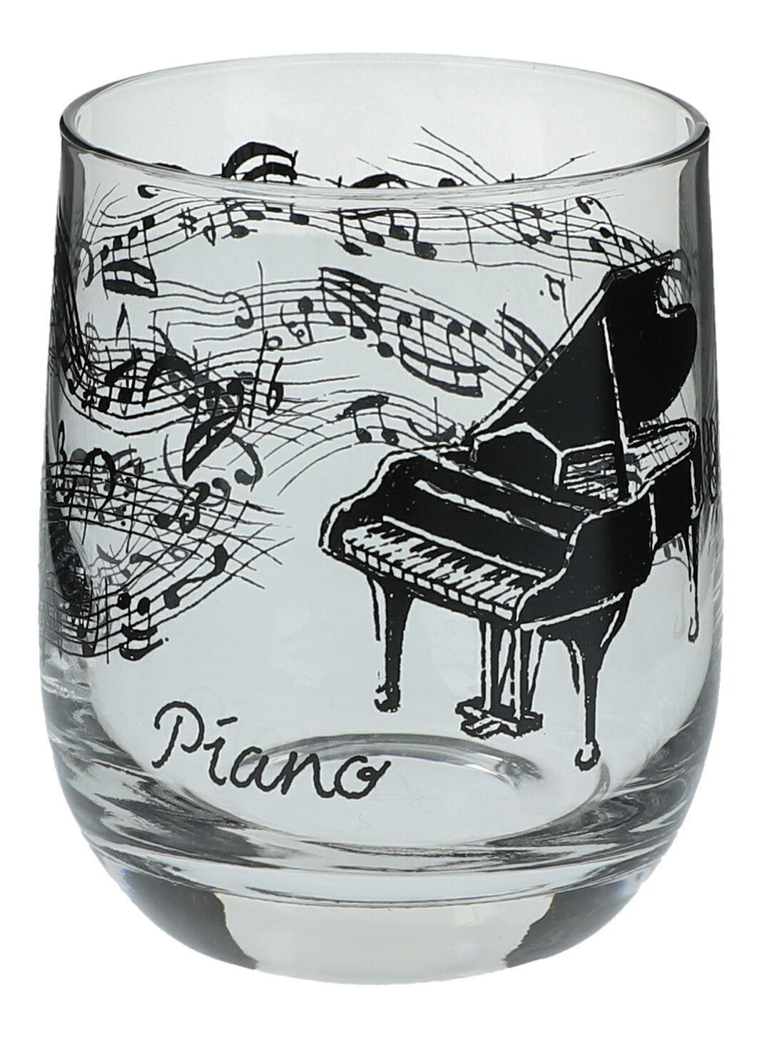 Glass with instruments and musical motifs